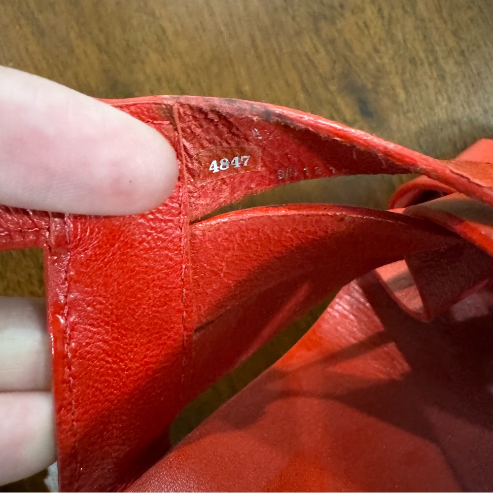 Tory Burch Red Leather Cork Wedge Sandals - Picture 5 of 11